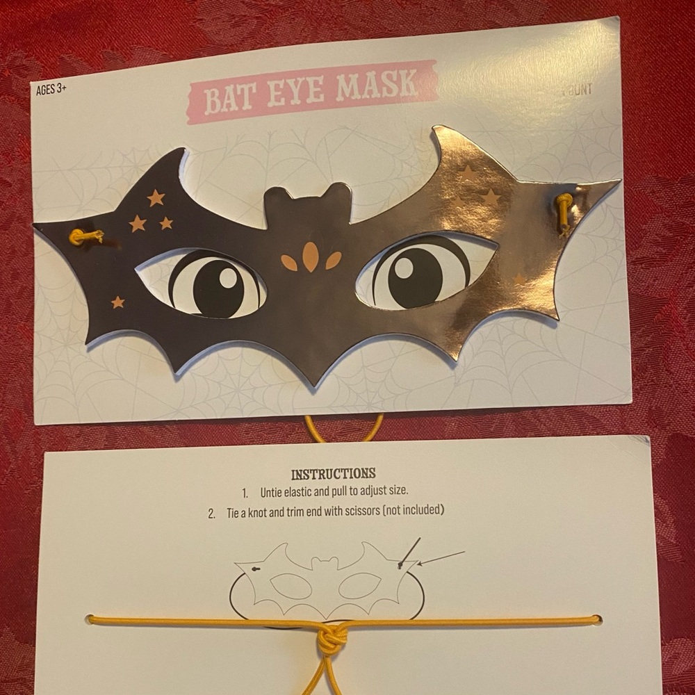 Bat Eye Mask for Kids - Black and Gold